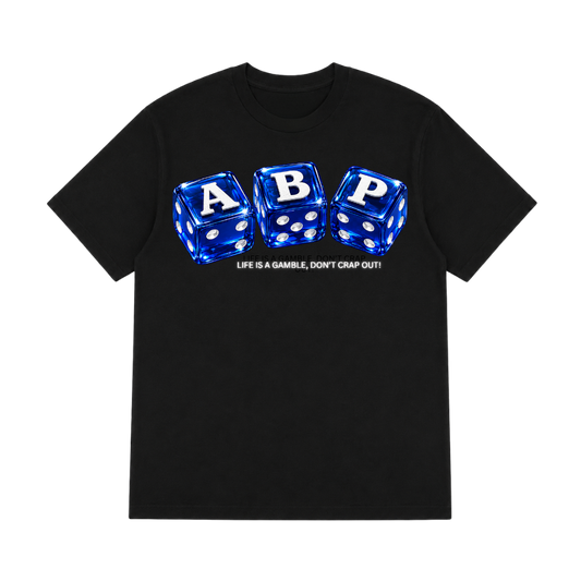 Don't Crap Out! T-Shirt – Black/Blue Dice