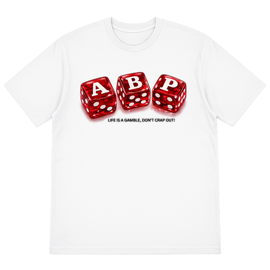 Don't Crap Out! T-Shirt – White/Red Dice